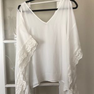 Cold shoulder butterfly sleeve top